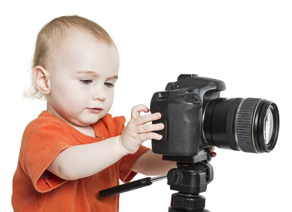 디지털 카메라와 함께 어린 아이 — 스톡 사진