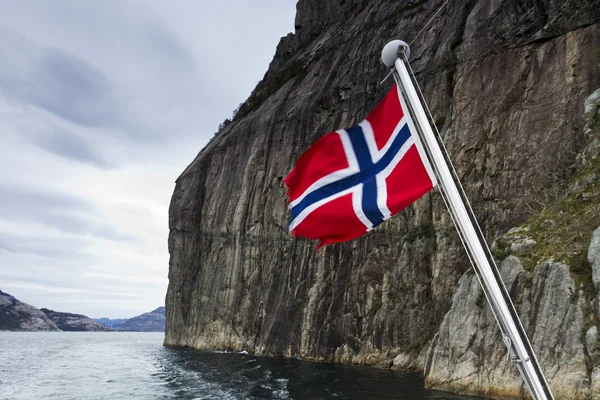 stock image Steep mountain over fjord