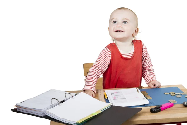 Malé dítě na psací stůl — Stock fotografie