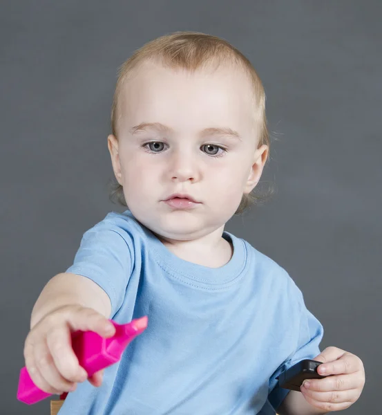 Παιδί με την ανοικτή εργαλείο επισήμανσης — Φωτογραφία Αρχείου