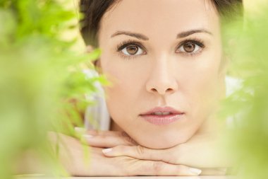 Natural Green Health Spa Concept Beautiful Woman clipart