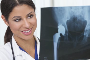 Female Woman Hospital Doctor with X-Ray clipart