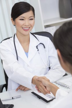 Chinese Female Woman Hospital Doctor Shaking Hands clipart