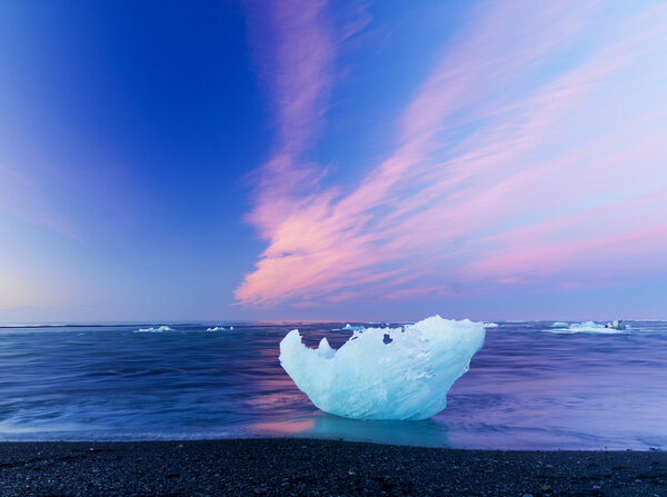 Ice block facing the sea in Iceland