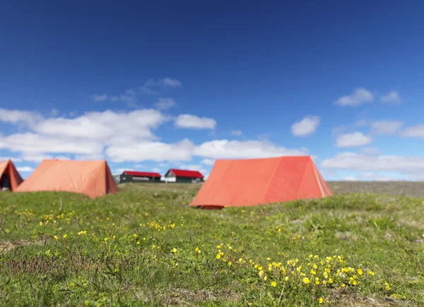 stock image Out of focus view of camping tents