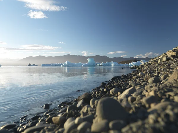 Stenar med glaciären i bakgrunden — Stockfoto