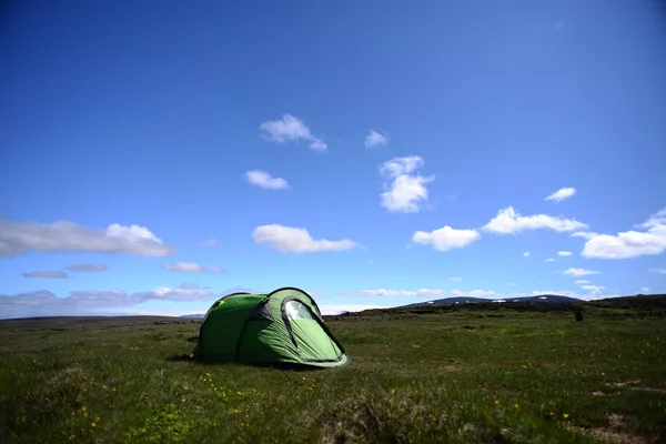 stock image Green camping tent in the open nature