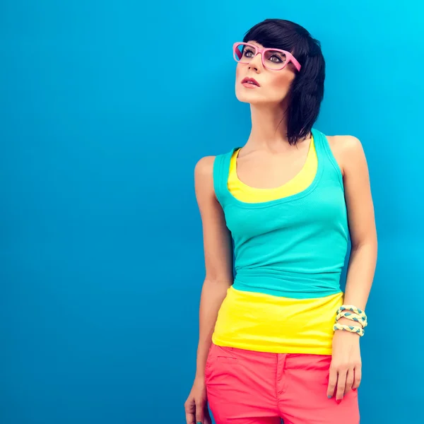 Funky summer portrait of a beautiful girl — Stock Photo, Image