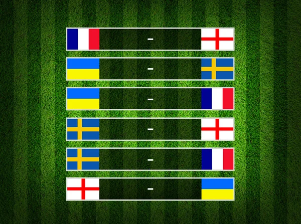 Groepsfase, euro 2012 groep d op gras achtergrond — Stockfoto