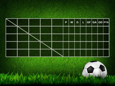 Blank Soccer ( Football ) Table score on grass field clipart