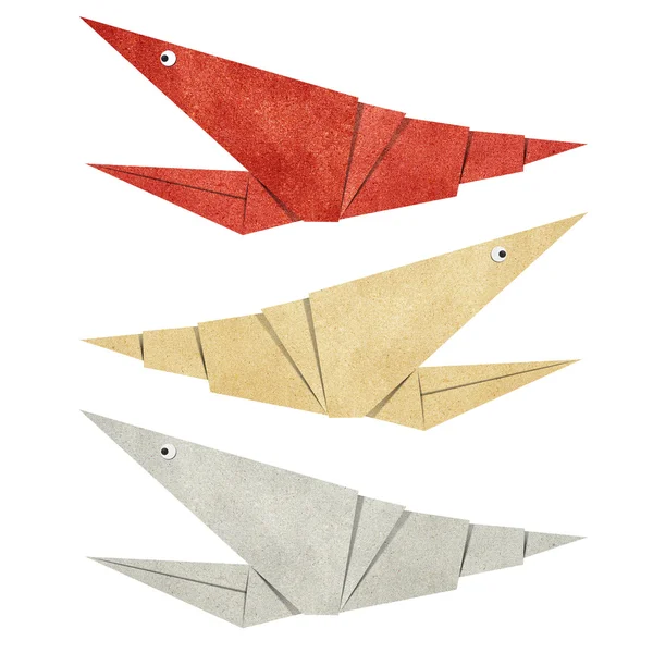 Origami räkor återvunnet pappersmodell — Stockfoto