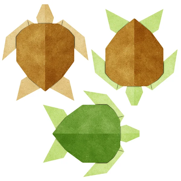 Origami żółw recyklingu papieru rzemiosła — Zdjęcie stockowe