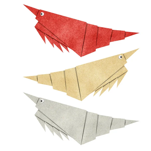 Origami krevety recyklované Papírové modely — Stock fotografie