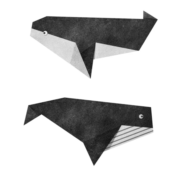 Оригами переработанная бумага китов — стоковое фото
