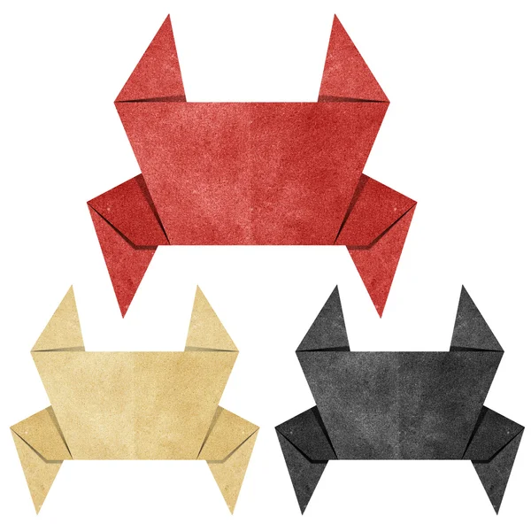 Origami Yengeç geri dönüştürülmüş kağıt el sanatları — Stok fotoğraf