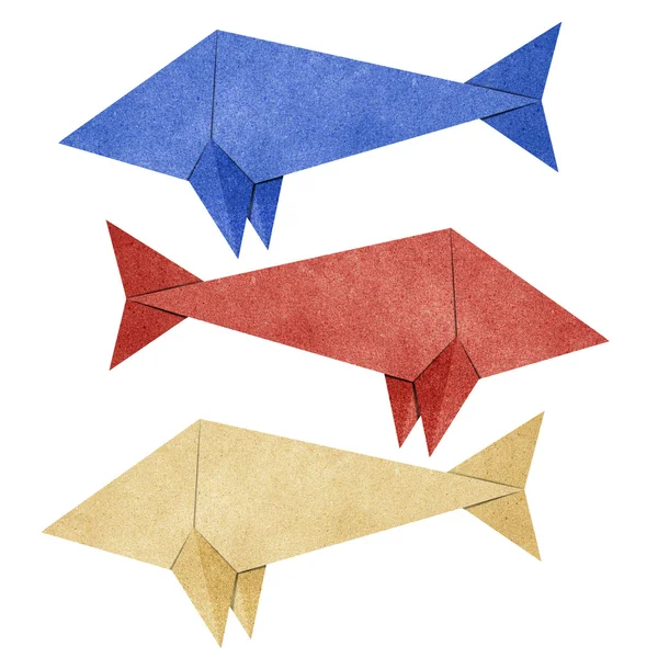 Origami fisk återvunnet papper hantverk — Stockfoto