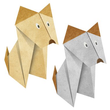 Origami köpek papercraft geri dönüştürülmüş.