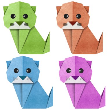 Origami cat Recycled Papercraft clipart