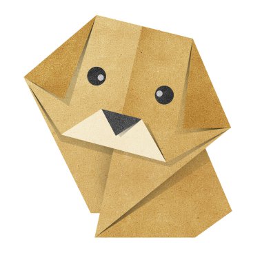 Origami köpek papercraft geri dönüştürülmüş.