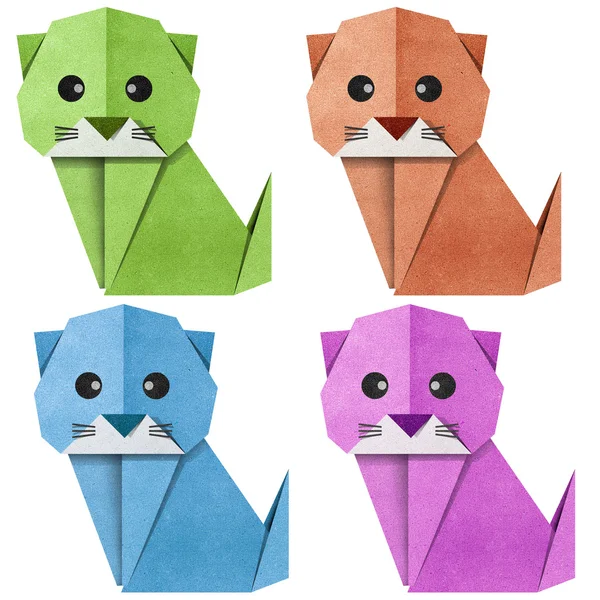 Origami cat Recycled Papercraft — Stock Photo, Image