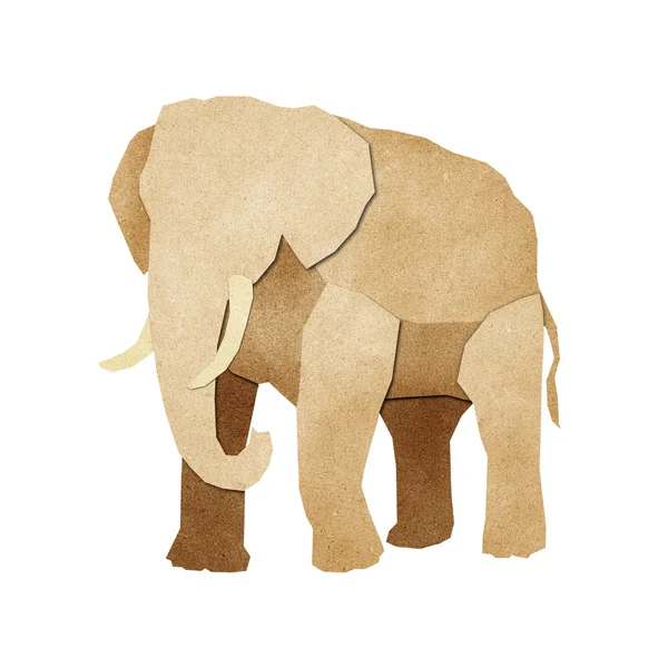 Elefant med papirutskåret form framstilt av resirkulert papir – stockfoto