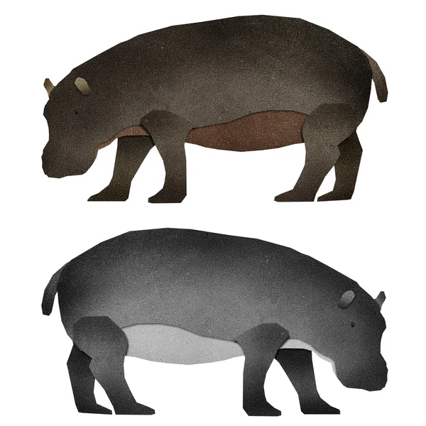 Papercut hipopotam z makulatury — Zdjęcie stockowe