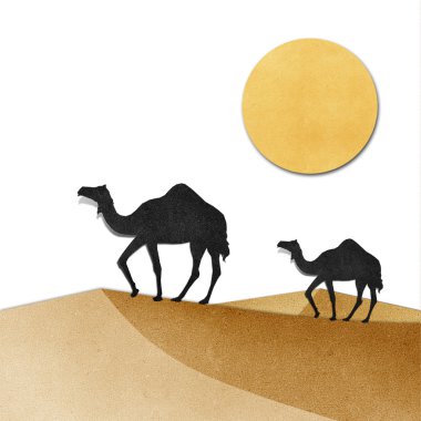 Camel and pyramid on desert Recycled Paper craft clipart