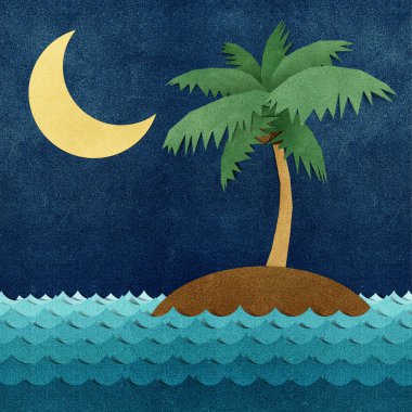 Island and sea recycled paper craft clipart