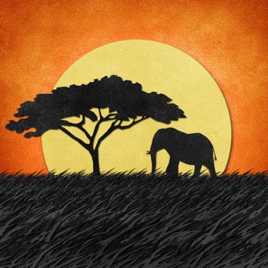 Elephant recycled paper background clipart