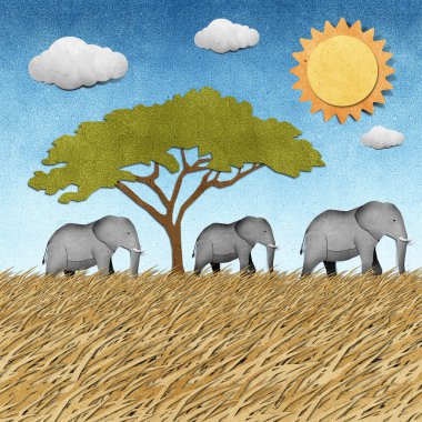 Elephant recycled paper background clipart