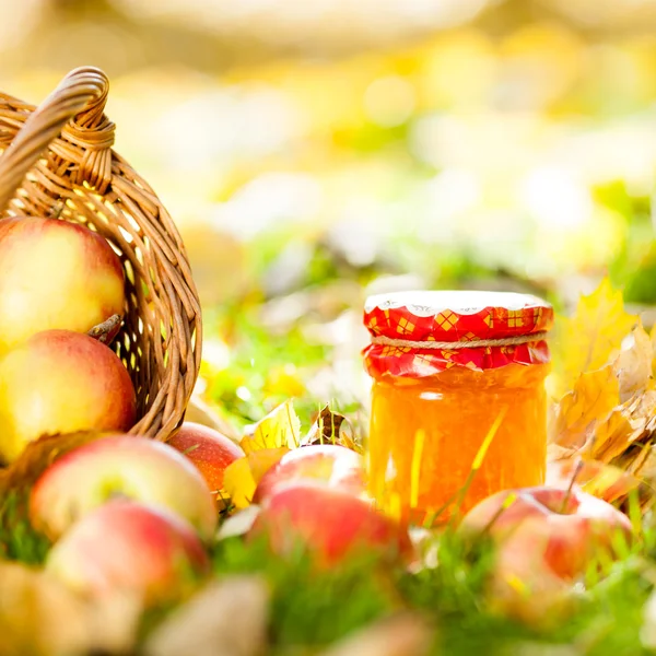 Apple jam in jar — Stock Photo, Image