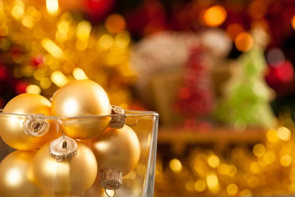 Gold Christmas balls — Stock Photo, Image