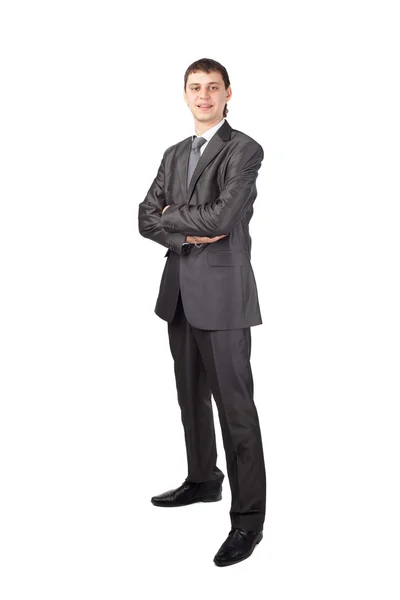 Joven hombre de negocios sonriente aislado sobre fondo blanco — Foto de Stock