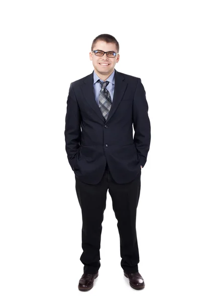 Giovane uomo d'affari sorridente isolato su sfondo bianco — Foto Stock