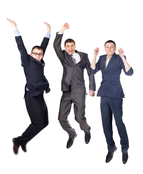 Três jovens homens de negócios pulando — Fotografia de Stock