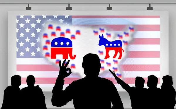 Amerikaanse presidentsverkiezingen - silhouet menigte — Stockfoto