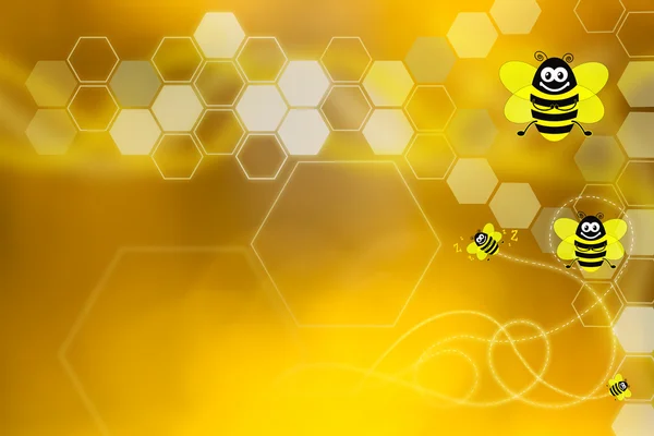 Goldene Tapete mit Waben und Bienen — Stockfoto