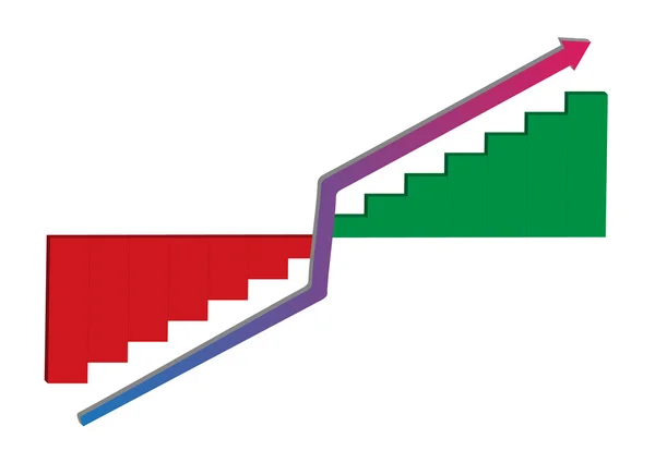 Business progress chart with arrow — Stock Vector