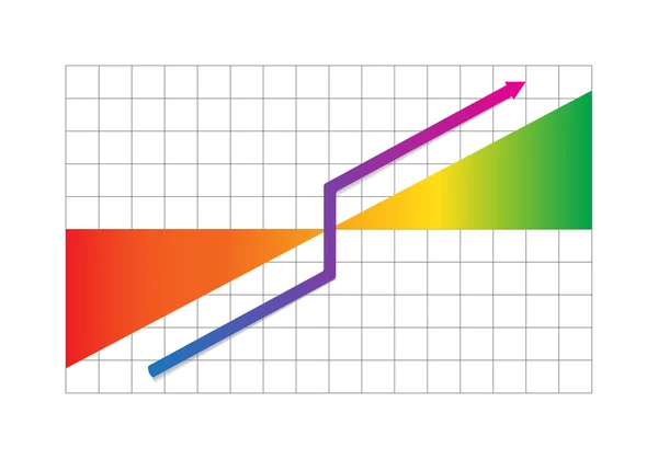 Gráfico de progreso empresarial con flecha — Vector de stock