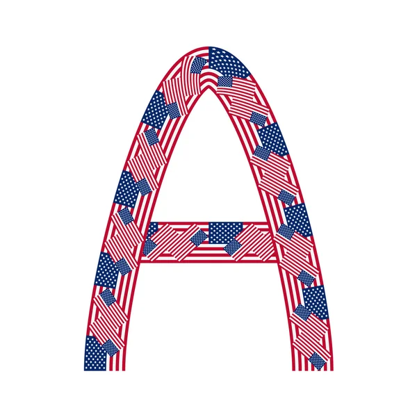 Letra A hecha de banderas de EE.UU. — Vector de stock