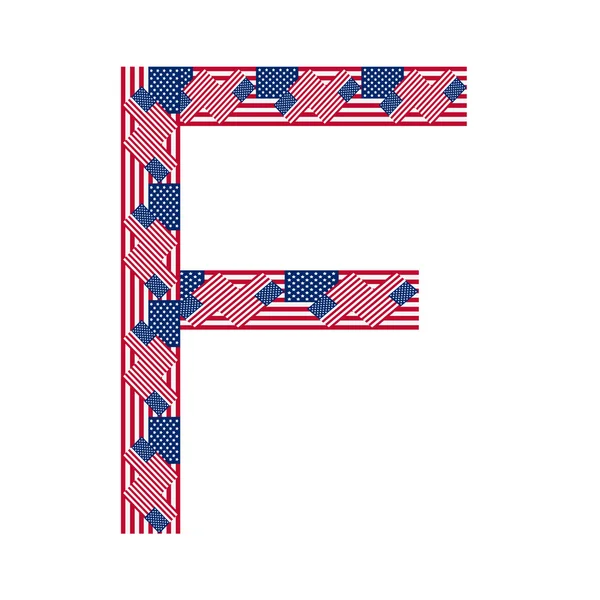 Letter F made of USA flags on white background — Stock Vector