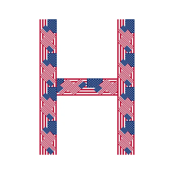 Lettera H fatta di bandiere USA su sfondo bianco — Vettoriale Stock