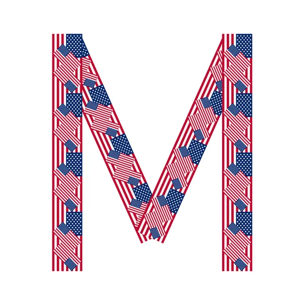 Letter M made of USA flags on white background — Stock Vector