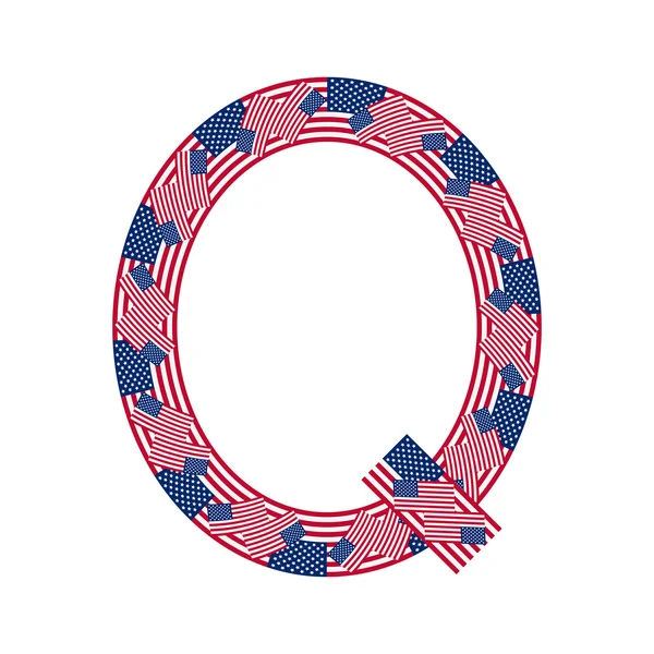 Lettera Q fatta di bandiere USA su sfondo bianco — Vettoriale Stock
