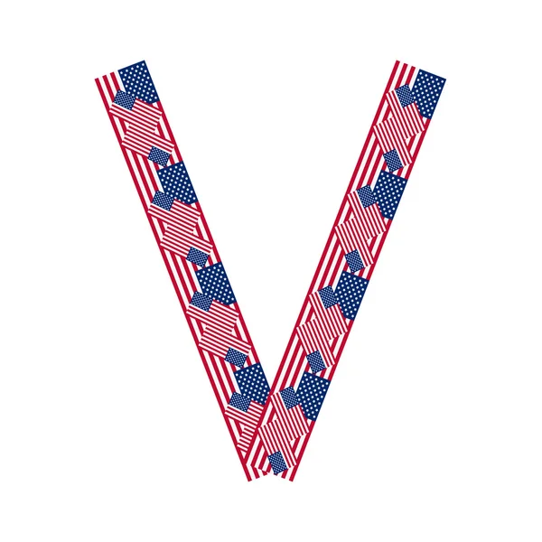 Letter V made of USA flags on white background — Stock Vector