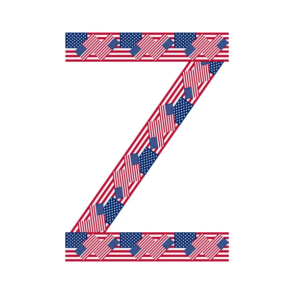 Letra Z hecha de banderas de EE.UU. sobre fondo blanco — Vector de stock