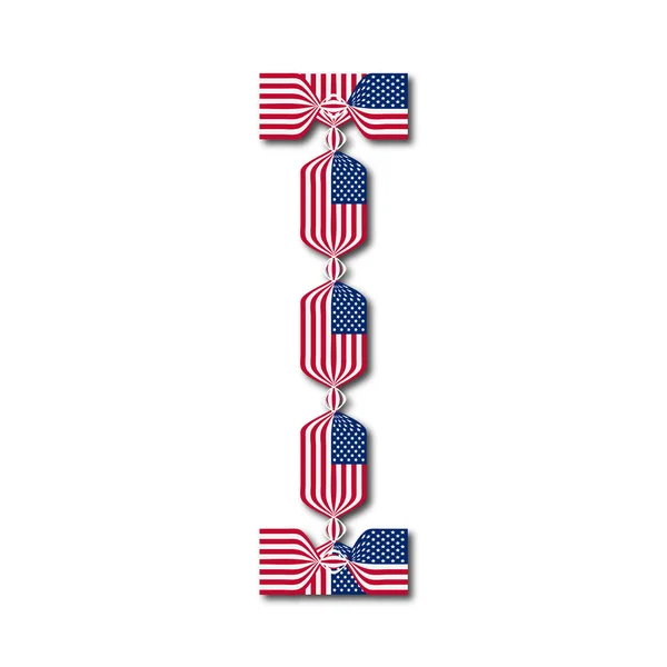 Letter I made of USA flags in form of candies — Stock Vector