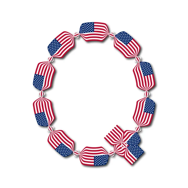 Letter Q made of USA flags in form of candies — Stock Vector