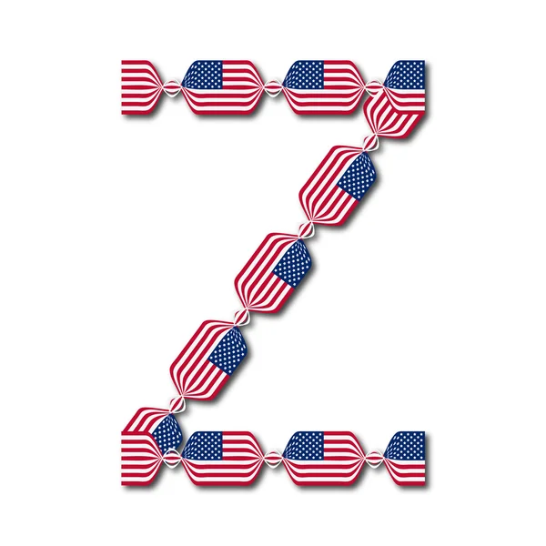 Letter Z made of USA flags in form of candies — Stock Vector