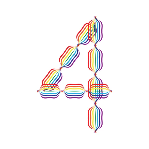 Número 4 hecho en colores arcoíris — Vector de stock